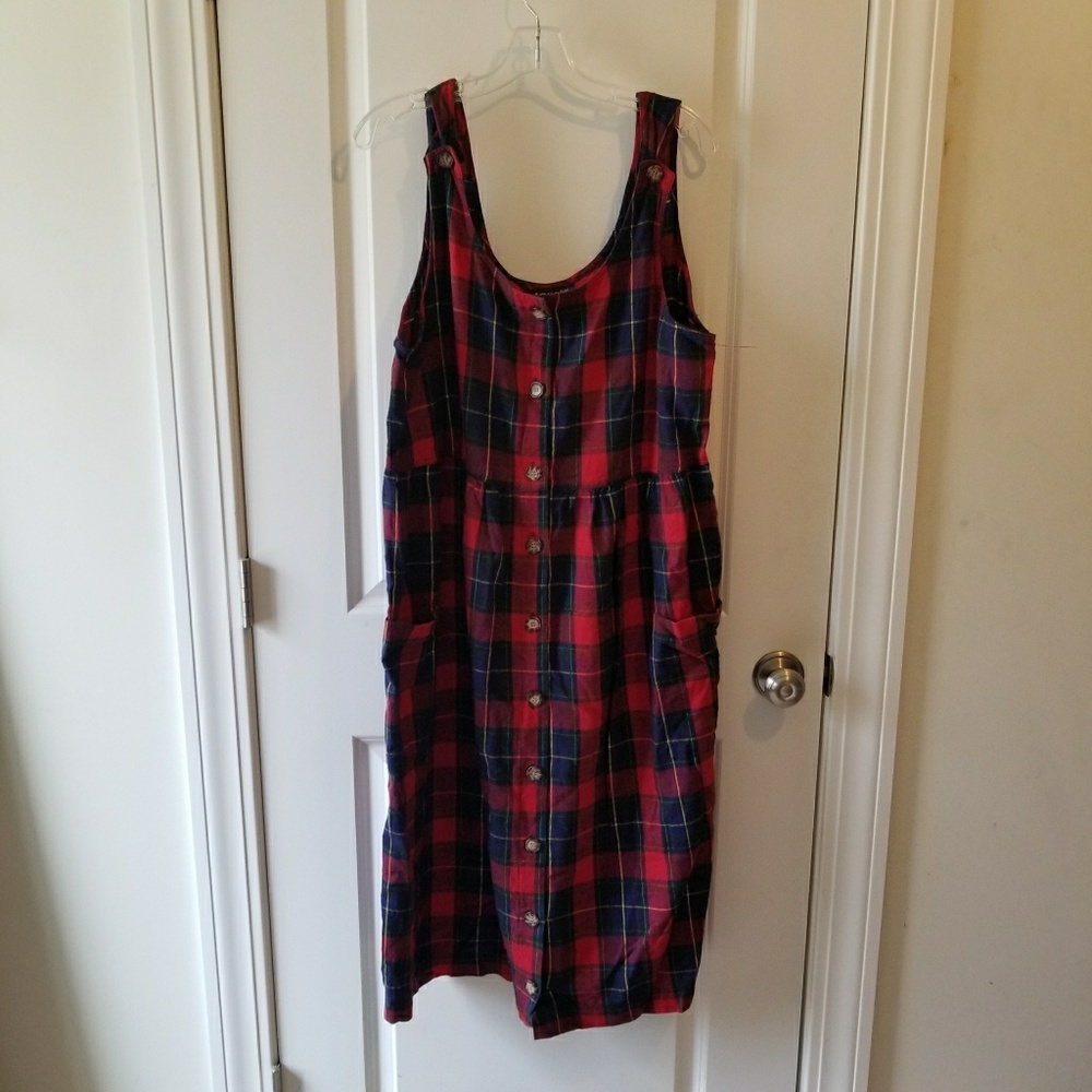 Sz 22/24w red plaid jumper/ dress, EUC